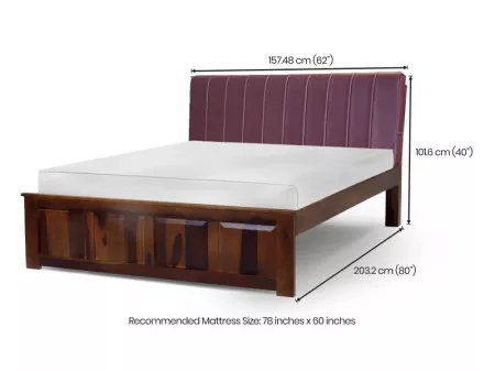 Regal Queen Bed with Burgundy Leatherite
